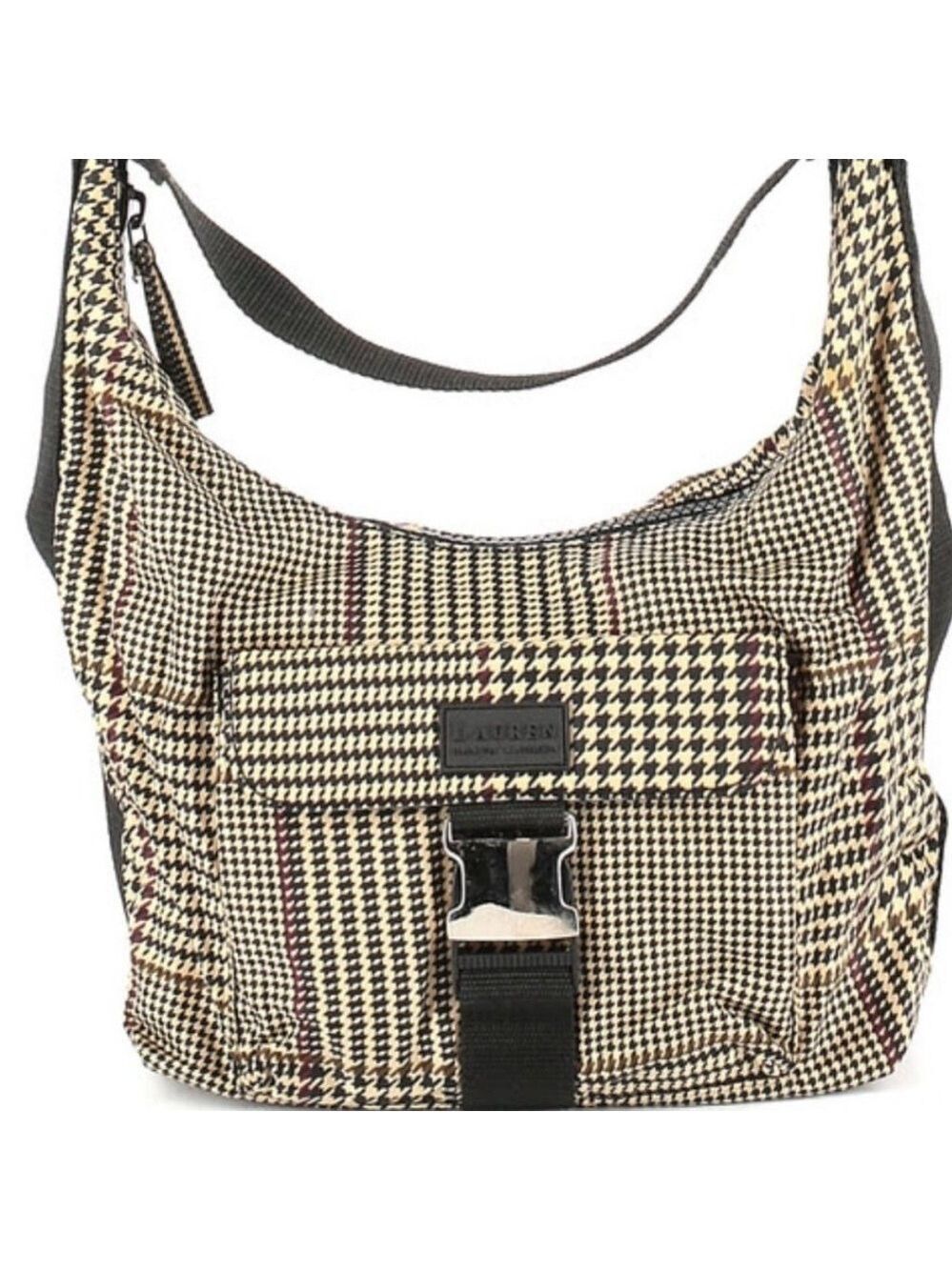 Ralph Lauren Houndstooth Hobo Shoulder Bag